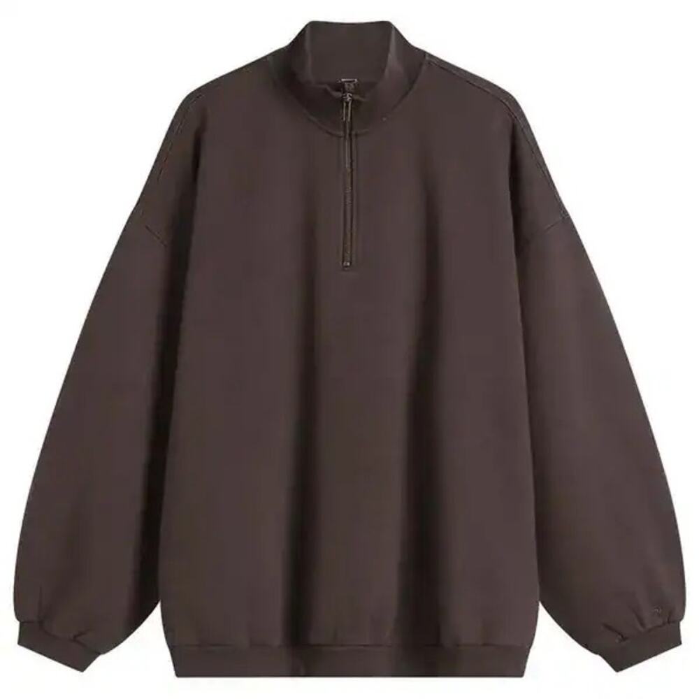 SKIMS Boyfriend Slouchy Quarter Zip Oversized Sweater Large Color Espresso - Picture 4 of 9